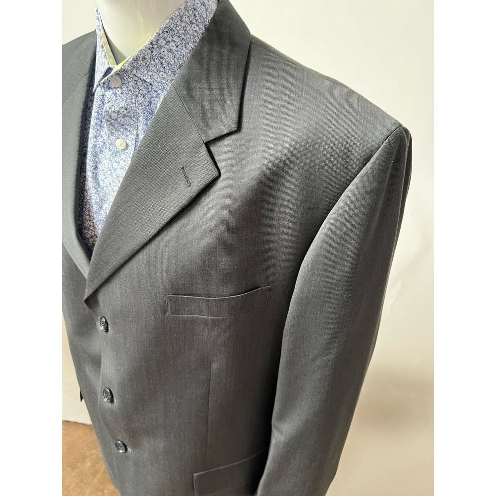 Albert Nipon Mens Suit Jacket Gray Wool Blend Poc… - image 3